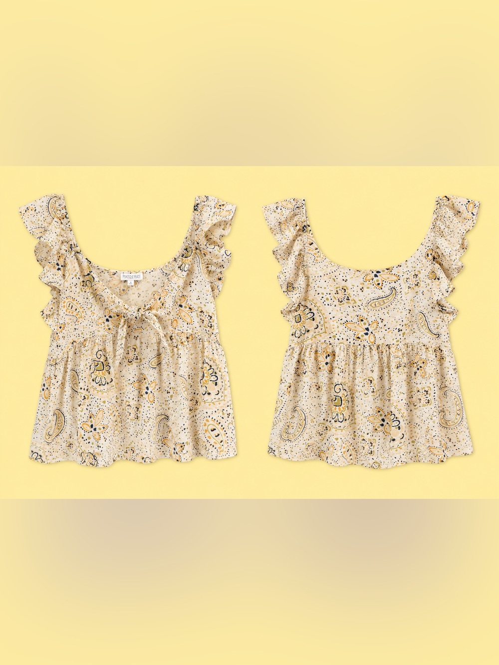 Patrons of Peace Cream Paisley Ruffle Tank
